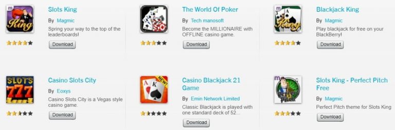 Downloading and installation of Blackberry online casino apps