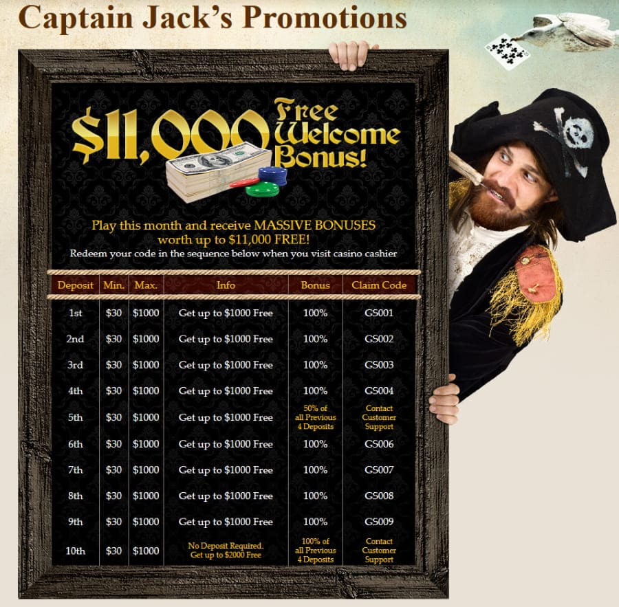 captain jack sign up bonus