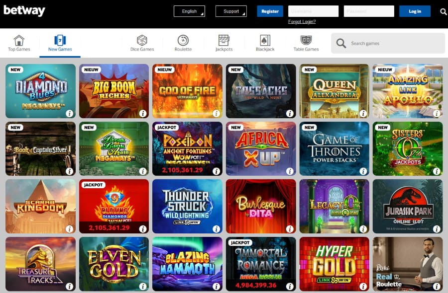 Available Games in BetwayCasino