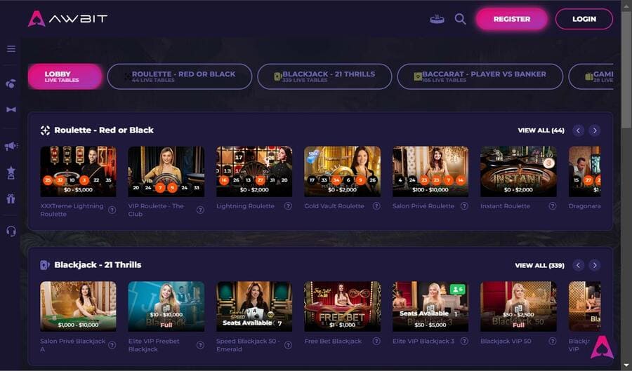 awbit casino live games